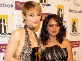 In this Oct. 18, 2004, file photo, Keira Knightley (L) and Parminder Nagra pose backstage at The Hollywood Awards Gala at the Beverly Hilton Hotel in Beverly Hills, Calif.