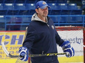 Coach Dave Matsos, then with the Sudbury Wolves, looks on during a practice at the Sudbury Community Arena in Sudbury, Ont. on Wednesday February 8, 2017. (Postmedia Network file photo)