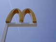 This Aug. 8, 2018, file photo shows the logo of McDonald's at flagship restaurant in Chicago.