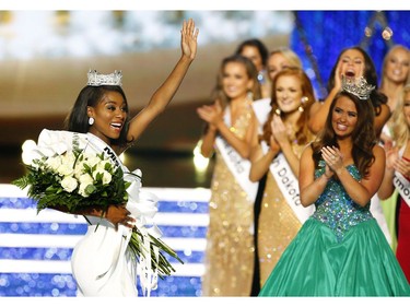 Miss New York Nia Franklin reacts after being named Miss America 2019, Sunday, Sept. 9, 2018, in Atlantic City, N.J.