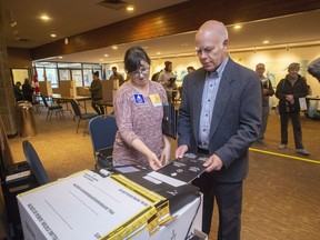 New Brunswick Green Party Leader David Coon casts his vote at the Centre Communautaire Saint-Anne in Fredericton, N.B., on Monday, Sept. 24, 2018.