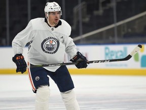 Defenceman Kevin Gravel during a training camp scrimmage at Rogers Place in Edmonton, September 14, 2018.