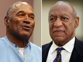 O.J. Simpson (L) and Bill Cosby are seen in file photos.