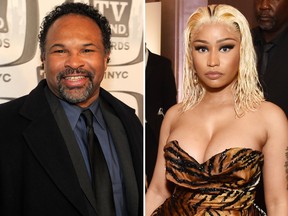 Geoffrey Owens and Nicki Minaj are seen in file photos. (Larry Busacca/Getty Images/Bryan Bedder/Getty Images for Harper's Bazaar)
