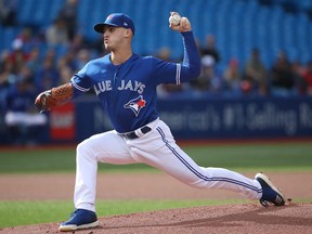 On Saturday, Jays’ pitcher Thomas Pannone picked up his fourth win. (The Canadian Press)