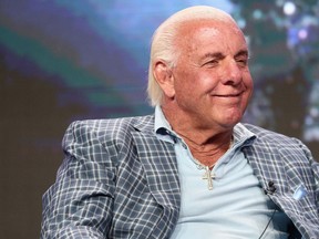 Professional wrestler Ric Flair of 'ESPN's 30 for 30: 'Nature Boy'' speaks onstage during the ESPN portion of the 2017 Summer Television Critics Association Press Tour at The Beverly Hilton Hotel on July 26, 2017 in Beverly Hills, Calif.