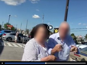 Screen capture of a Facebook video of an alleged racist incident in an Ottawa parking lot Tuesday.