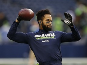 In this Nov. 20, 2017, file photo, Seattle Seahawks' Earl Thomas warms up before a game against the Atlanta Falcons.