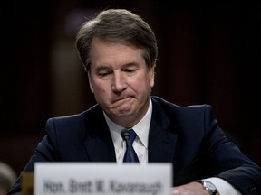 President Donald Trump's Supreme Court nominee, Brett Kavanaugh becomes emotional as he gives his opening statement before the Senate Judiciary Committee on Capitol Hill in Washington, Tuesday, Sept. 4, 2018, to begin his confirmation to replace retired Justice Anthony Kennedy.
