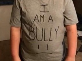 A Texas mom forced her son to wear a t-shirt to school with "I am a bully" written on it to shame him.
