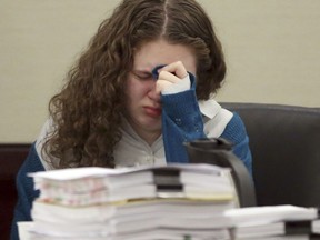 Natalie Keepers reacts to the closing arguments of the prosecution during her trial Thursday, Sept. 20, 2018 in Christiansburg, Va.