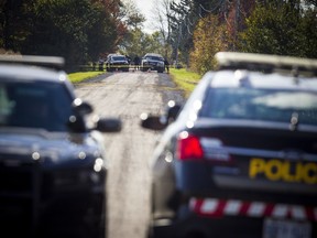 Ontario Provincial Police had a section of the 3rd Concession Road in South Glengarry blocked off for the homicide investigation of Emilie Maheu Sunday October 14, 2018. Ashley Fraser/Postmedia