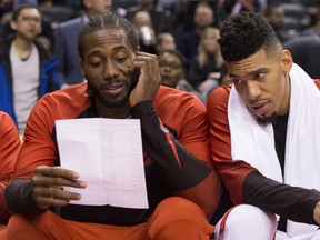 Danny Green (right), who joined the Raptors in the trade for Kawhi Leonard, was the best player on the floor Wednesday night. (THE CANADIAN PRESS)