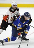 Former Leaf Tyler Bozak (right) returns with the St. Louis Blues to take on his old team Saturday night. (AP)