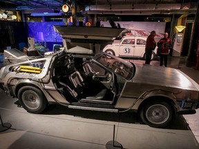 A Back to the Future-esque DeLorean sits on display in Heritage Park's Gasoline Alley in Calgary, Alta., on Wednesday January 22, 2014. (Lyle Aspinall/Postmedia Network)