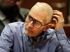 In this Dec. 21, 2016 file photo, real estate heir Robert Durst sits in a courtroom during a hearing in Los Angeles.