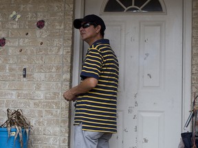 Ernesto Valladares, brother of Ulises Valladares, speaks to the media Friday, Oct. 26, 2018. (Jason Fochtman/Houston Chronicle via AP, File)