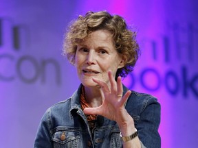 FILE - In this May 31, 2015, photo, author Judy Blume speaks about her new book, "In the Unlikely Event," her first novel for adults in 17 years, at BookCon in New York. "Are You There God? It's Me, Margaret" and Hollywood is calling. Judy Blume has at long last agreed to a feature film adaptation of her seminal young adult novel from 1970.
