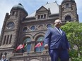 Doug Ford walks out onto the front lawn of the Ontario legislature at Queen's Park in Toronto on Friday, June 8, 2018. THE CANADIAN PRESS/Frank Gunn