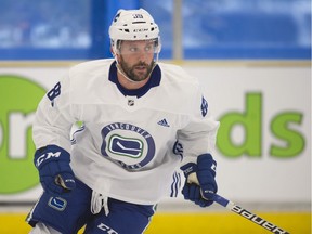 Sam Gagner skates during Vancouver Canucks 2018 training camp at the Meadow Park Sports Centre in Whistler, BC Friday, Sept. 14, 2018.