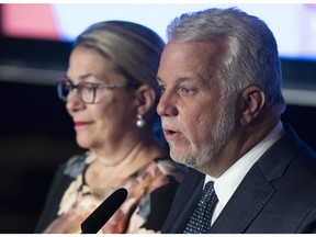 Liberal Leader Philippe Couillard was hugging his home base in St-Félicien on Tuesday and not talking to the media.