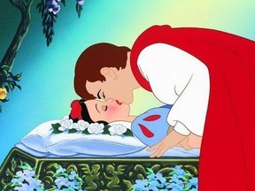 The prince kisses Snow White and wakes her.