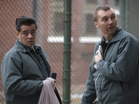 Actors Benicio Del Toro (left) and Paul Dano are shown in a scene from the new series "Escape at Dannemora."