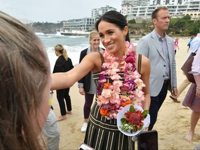 Meghan, Duchess of Sussex, visits Sydney's Bondi Beach to meet the OneWave group on Oct. 19, 2018. (WENN.com)