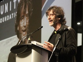 Neil Gaiman at a sold-out Shaw Conference Centre Tuesday night.