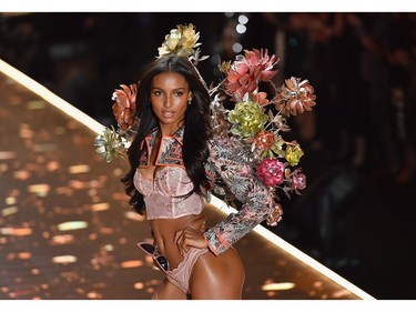 U.S. Model Jasmine Tookes  walks the runway at the 2018 Victoria's Secret Fashion Show on Nov. 8, 2018 at Pier 94 in New York City.
