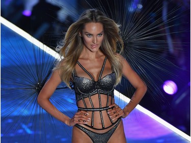South African model Candice Swanepoel walks the runway at the 2018 Victoria's Secret Fashion Show on Nov. 8, 2018 at Pier 94 in New York City.