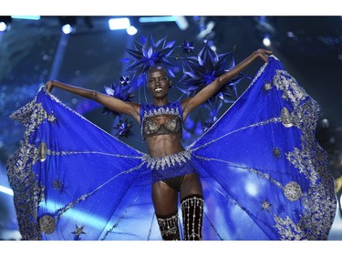 Model Grace Bol walks the runway during the 2018 Victoria's Secret Fashion Show at Pier 94 on Thursday, Nov. 8, 2018, in New York.