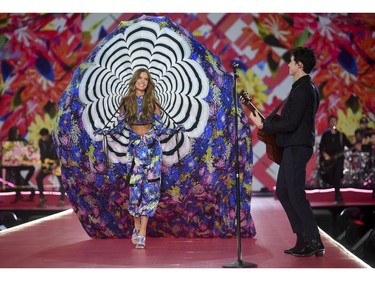 Model Josephine Skriver walks the runway as singer Shawn Mendes performs during the 2018 Victoria's Secret Fashion Show at Pier 94 on Thursday, Nov. 8, 2018, in New York.