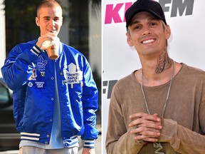 Justin Bieber and Aaron Carter. (WENN.com and Frazer Harrison/Getty Images)