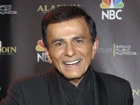 In this Oct. 27, 2003, file photo, Casey Kasem poses for photographers after receiving the Radio Icon award during The 2003 Radio Music Awards at the Aladdin Resort and Casino in Las Vegas. (AP Photo/Eric Jamison, File)