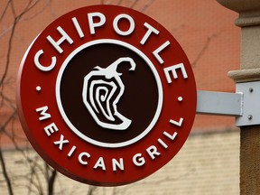 This Jan. 12, 2017, file photo shows the sign on a Chipotle restaurant in Pittsburgh. (AP Photo/Gene J. Puskar, File)