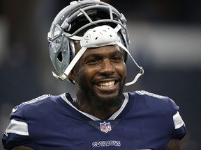 In this Nov. 23, 2017, file photo, Dallas Cowboys' Dez Bryant warms up before a game against the Los Angeles Chargers in Arlington, Texas.  (AP Photo/Ron Jenkins, File)