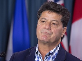 Unifor National President Jerry Dias holds a news conference after meeting with Prime Minister Justin Trudeau on Parliament Hill in Ottawa on Tuesday, November 27, 2018. THE CANADIAN PRESS/Fred Chartrand