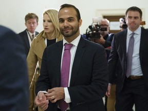George Papadopoulos, the former Trump campaign adviser who triggered the Russia investigation, arrives for his first appearance before congressional investigators, on Capitol Hill in Washington, on Oct. 25, 2018.