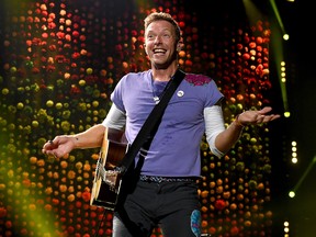 Singer Chris Martin of Coldplay performs at the Rose Bowl on October 6, 2017 in Pasadena, Calif. (Kevin Winter/Getty Images)