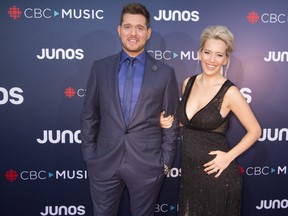Juno host Michael Buble and his wife Luisana Lopilato attend the red carpet arrivals at the 2018 Juno Awards at Rogers Arena on March 25, 2018 in Vancouver. (Phillip Chin/Getty Images)