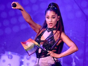 Ariana Grande performs onstage during the 2018 iHeartRadio by AT&T at Banc of California Stadium on June 2, 2018 in Los Angeles.
