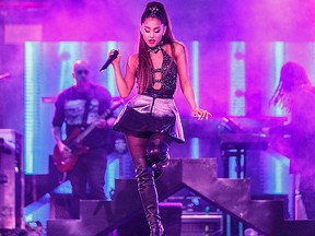 Ariana Grande performs onstage during the 2018 iHeartRadio Wango Tango by AT&T at Banc of California Stadium on June 2, 2018 in Los Angeles.