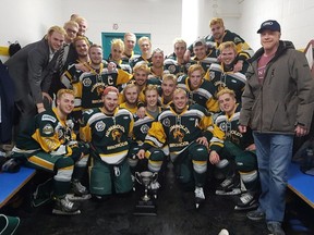 Members of the Humboldt Broncos on March 24, 2018, two weeks before the team's bus was involved in a fatal highway collision.