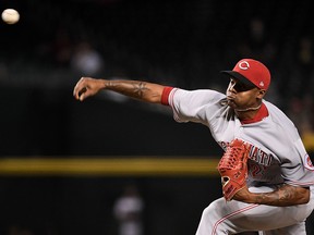 Raisel Iglesias of the Cincinnati Reds delivers a pitch against the Arizona Diamondbacks at Chase Field on May 30, 2018 in Phoenix. (Jennifer Stewart/Getty Images)