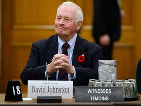 Former governor general David Johnston appears before a Commons committee reviewing his nomination as elections debates commissioner on Parliament Hill in Ottawa on Tuesday, Nov. 6, 2018.