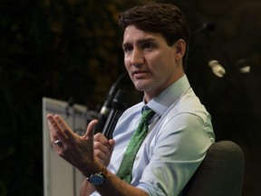 Prime Minister Justin Trudeau participates in a discussion at the GovTech summit in Paris, France Monday, Nov. 12, 2018.