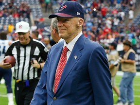 Houston Texans owner Bob McNair walks on the field at NRG Stadium on October 1, 2017 in Houston. (Bob Levey/Getty Images)