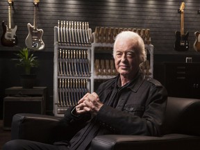This Oct. 10, 2018 photo shows Jimmy Page posing for a portrait at the Fender Factory in Corona, Calif. Page reflects on the wild year of 1968, when the Yardbirds crashed and Led Zeppelin was born.