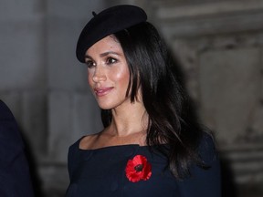 Meghan, Duchess of Sussex, attends a Service to Commemorate the Armistice on the centenary of the end of the First World War at Westminster Abbey on November 11, 2018.